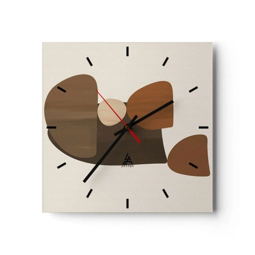 Ceas de perete - Ceas pe sticlă - Compoziție în bronz - 30x30 cm