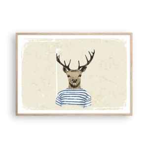 Poster în ramă de stejar deschis - Pentru că îmi plac cămășile cu dungi! - 100x70 cm