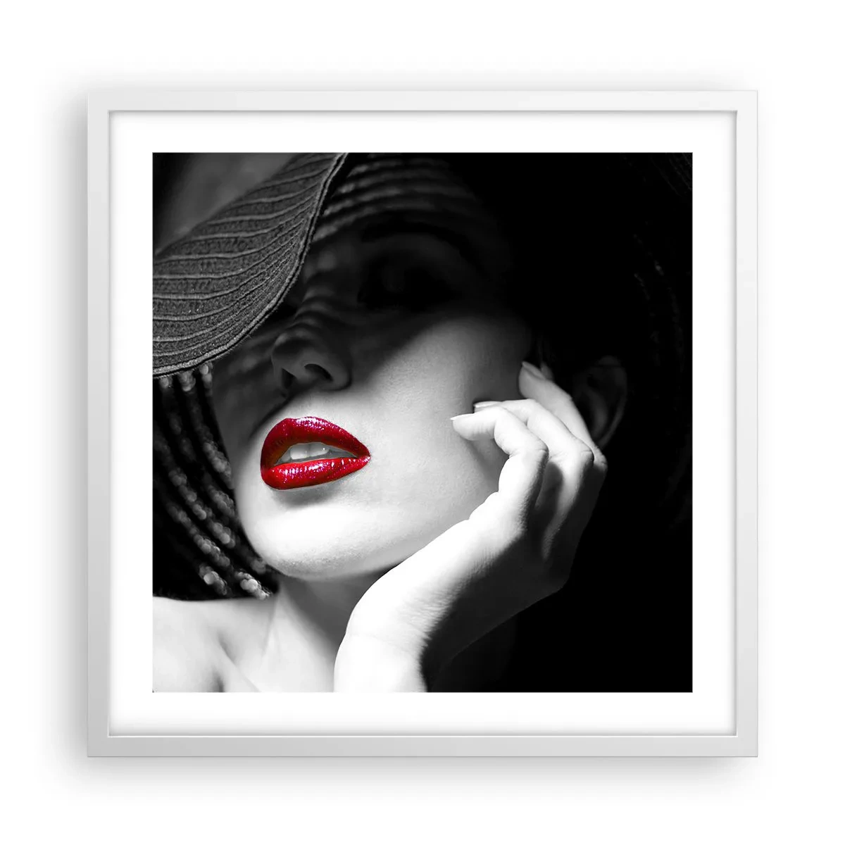 Poster în ramă albă - Studiu în stacojiu - 50x50 cm