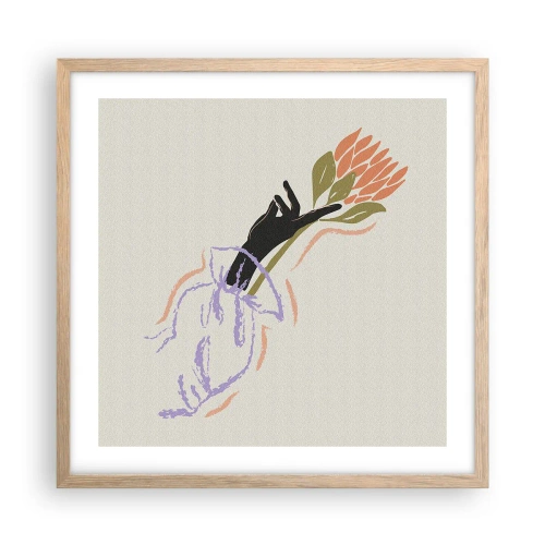 Poster în ramă de stejar deschis - Atingere surorială - 50x50 cm