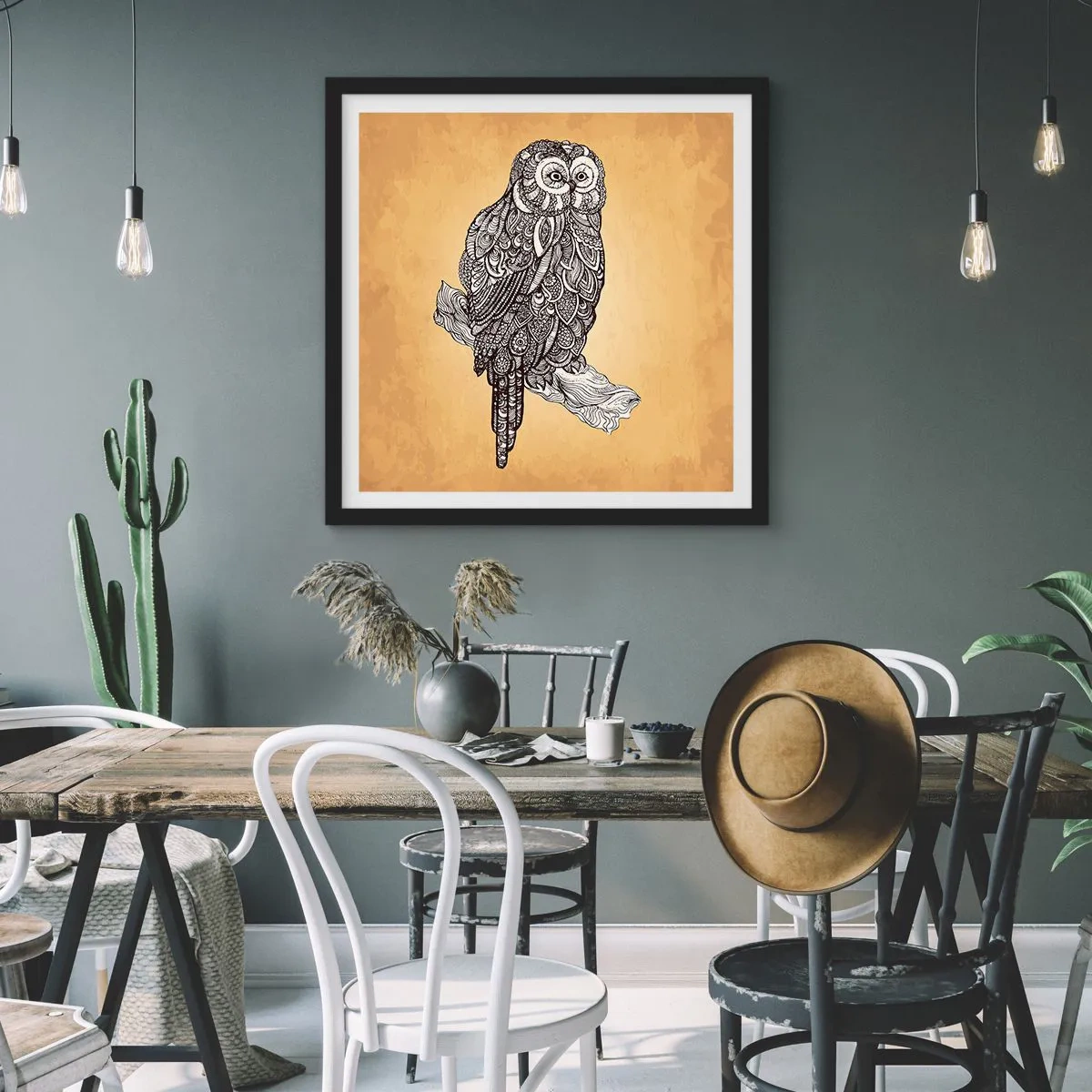 Poster în ramă neagră - Ornamente complicate de înțelepciune - 30x30 cm