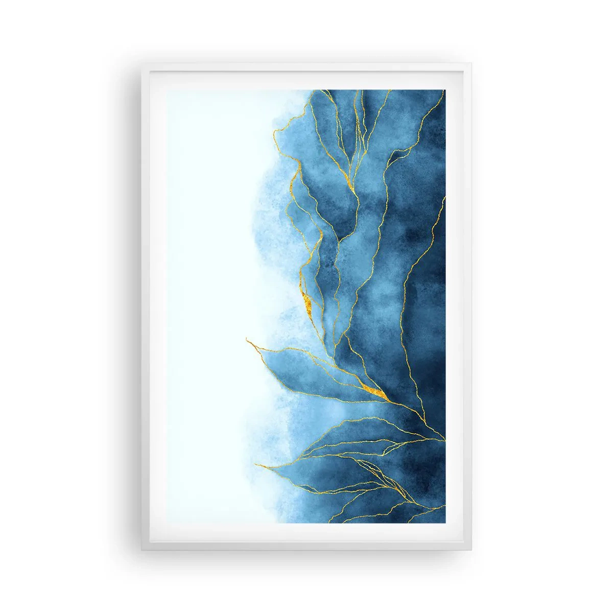 Poster în ramă albă - Albastru în aur - 61x91 cm