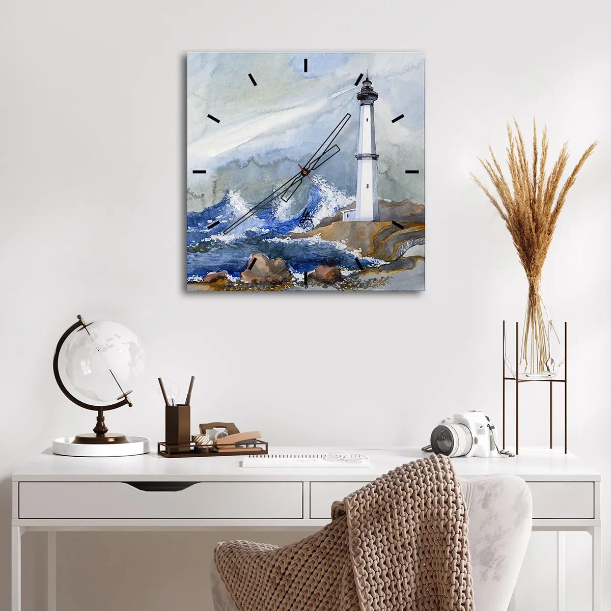 Ceas de perete - Ceas pe sticlă - Împotriva întunericului și a furtunii - 40x40 cm