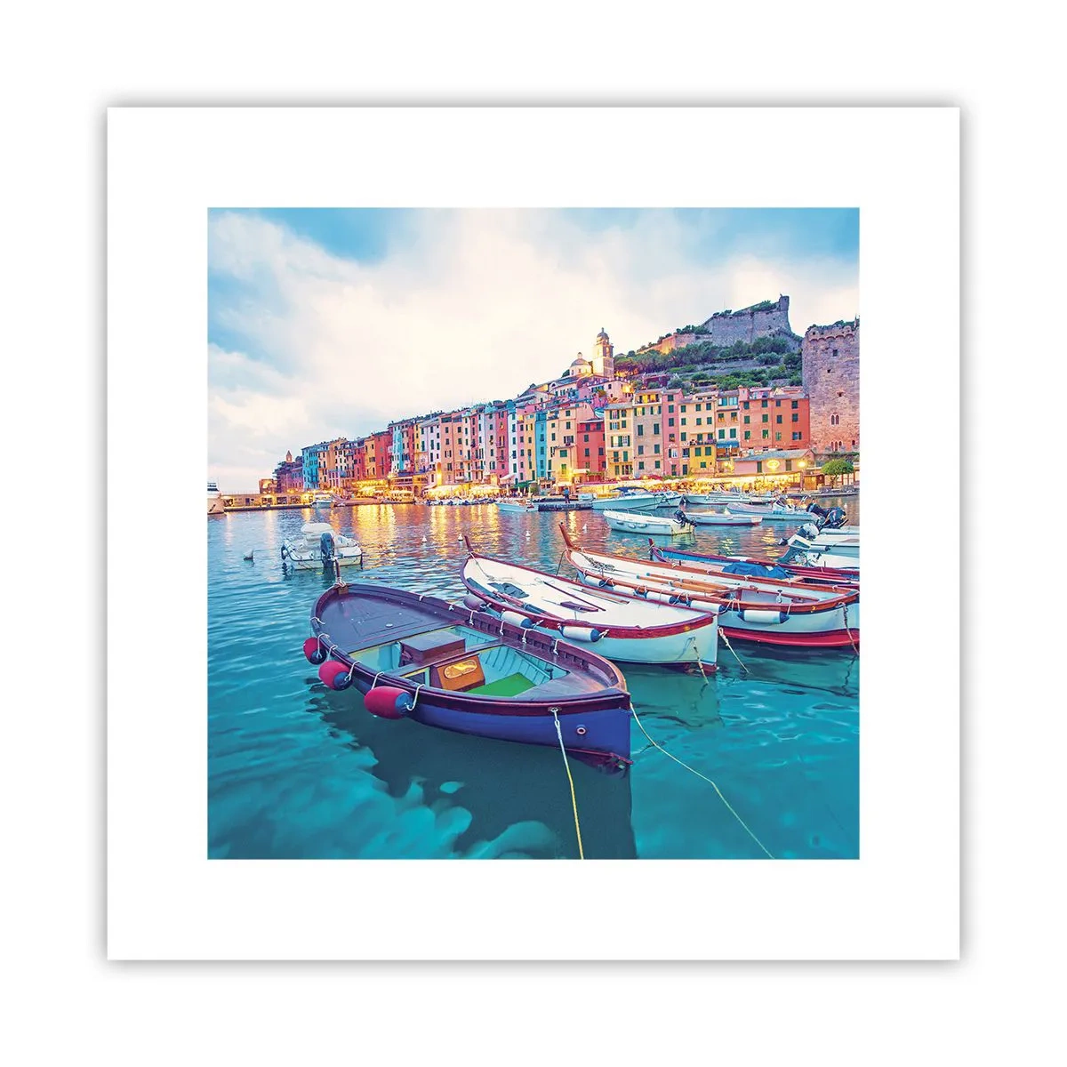 Poster - O seară plină de culoare în port - 30x30 cm