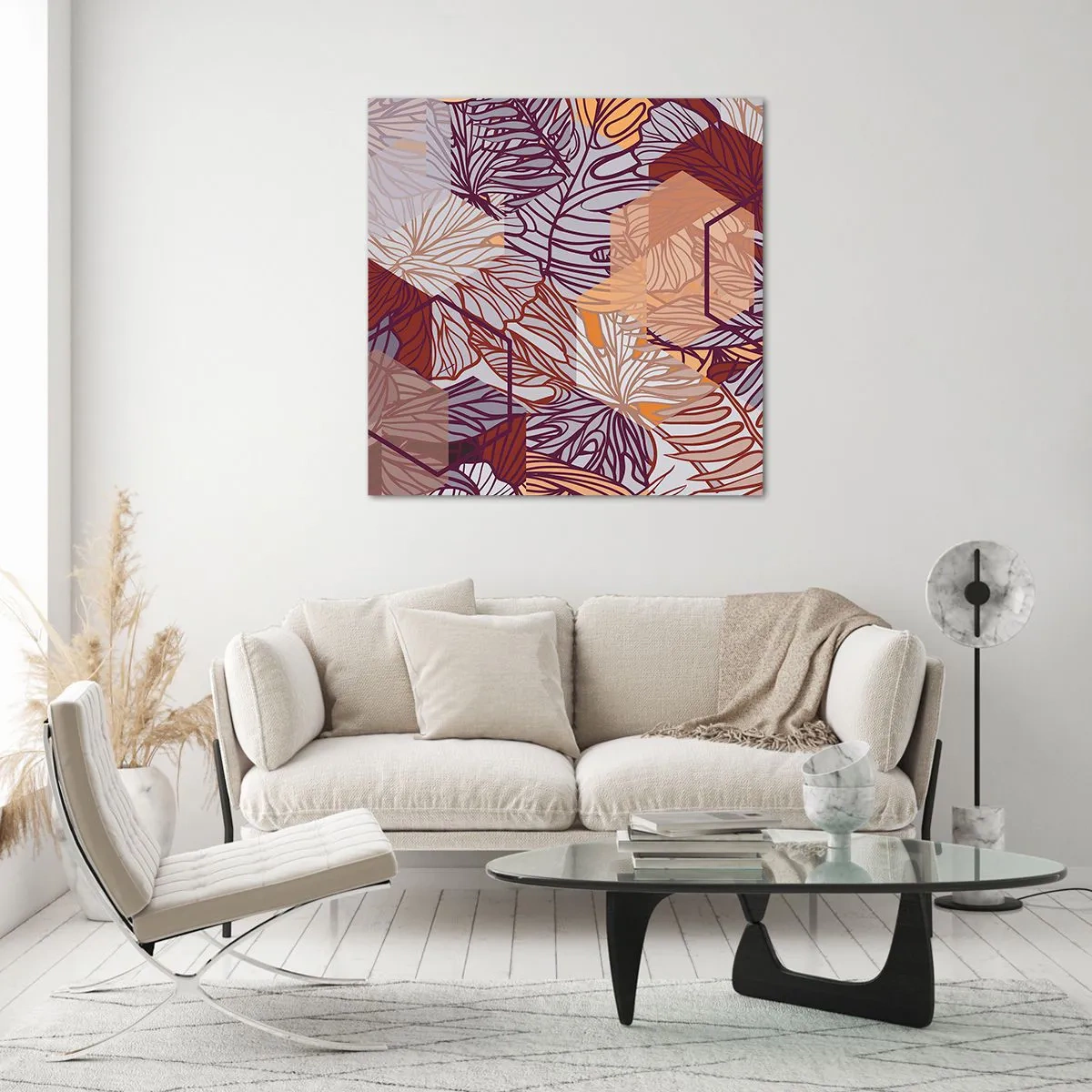 Tablou pe sticlă - Relația imposibilă dintre geometrie și natură - 60x60 cm