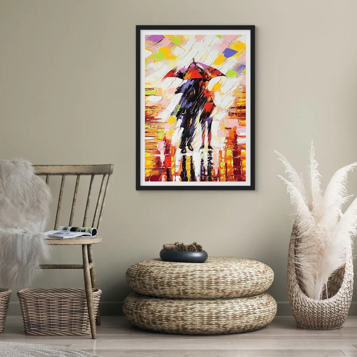 Poster în ramă neagră - Împreună prin noapte și ploaie - 40x50 cm