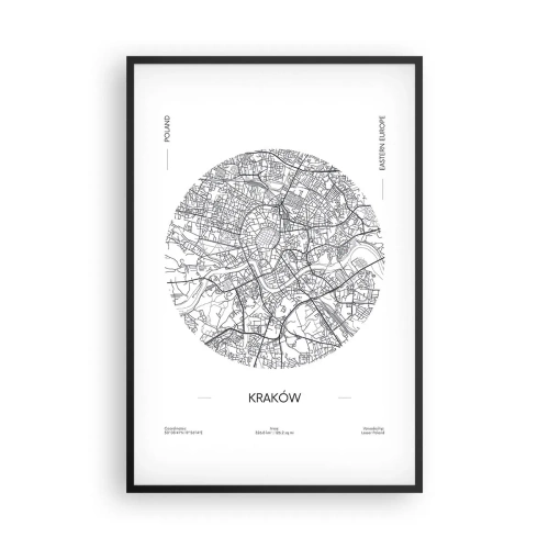 Poster în ramă neagră - Anatomia Cracoviei - 61x91 cm