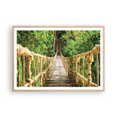 Poster în ramă de stejar deschis - Suspendat în verde - 100x70 cm