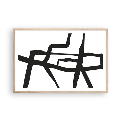 Poster în ramă de stejar deschis - Construcție în alb și negru - 91x61 cm