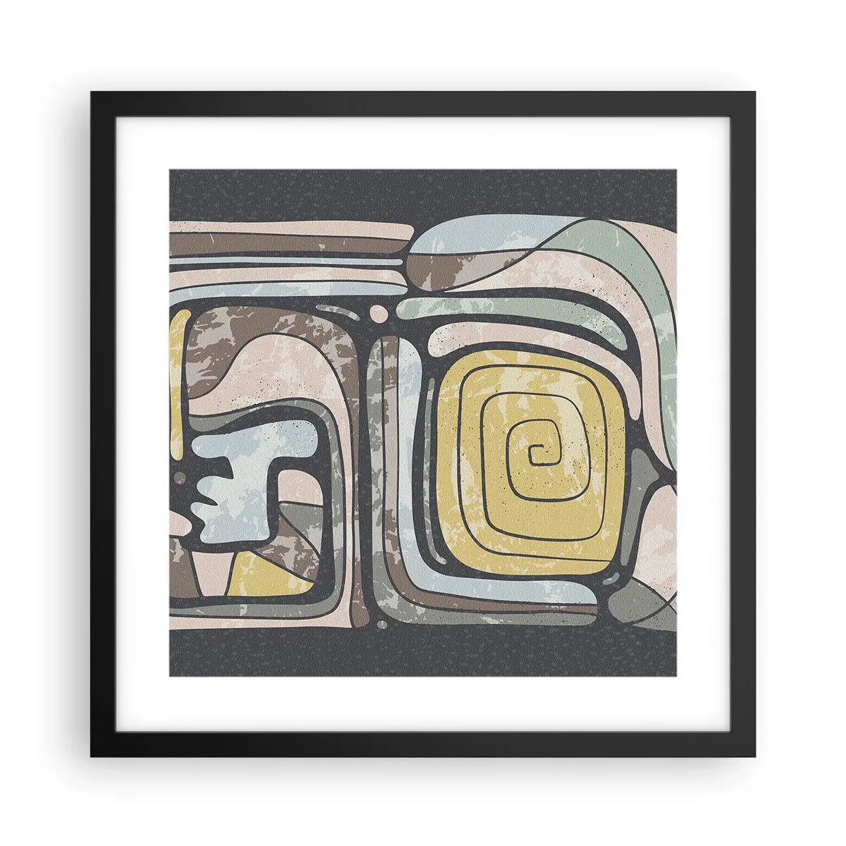 Poster în ramă neagră - Abstracție în spirit precolumbian - 40x40 cm