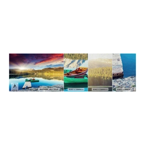 Mostră tapet Premium Canvas - Spre o apă netedă ca o oglindă - Peisaj, Munţi, pădure - 100x30 cm