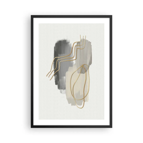 Poster în ramă neagră - Compoziție abstractă cu linii și pete de vopsea - 50x70cm - Persistență și mișcare - Decorațiune modernă pentru perete pentru living și dormitor ARTTOR