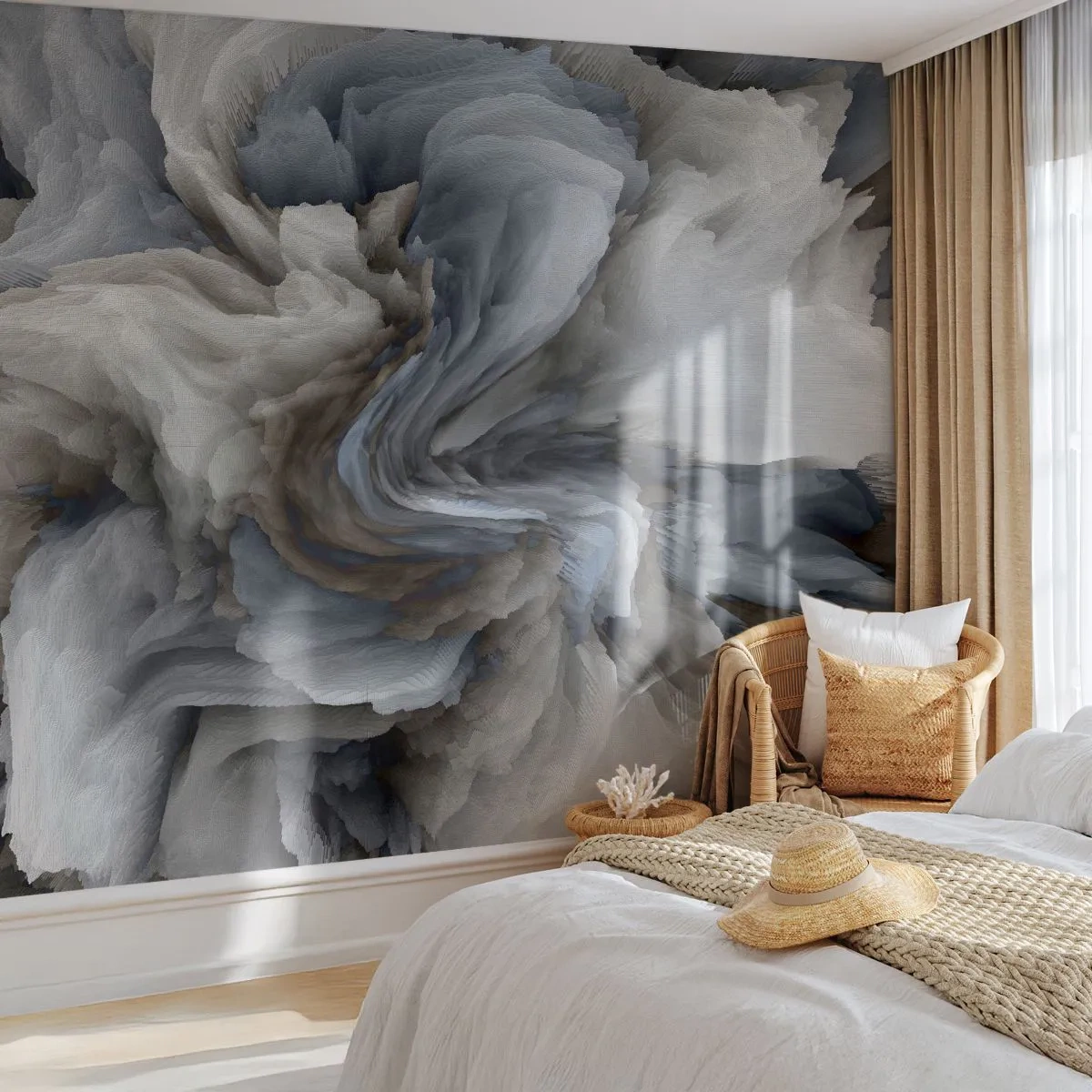 Tapet Standard Eco - Piatră și floare - 3D, Tridimensional, Bucată - 200x140 cm