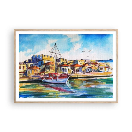 Poster în ramă de stejar deschis - Curcubeu după-amiază - 100x70 cm