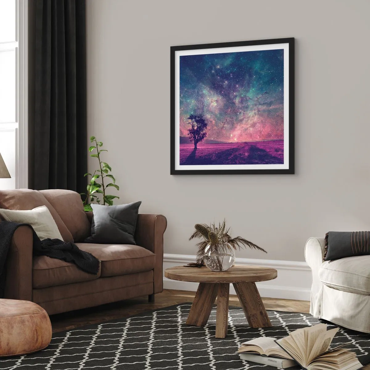 Poster în ramă neagră - Sub un cer magic - 30x30 cm
