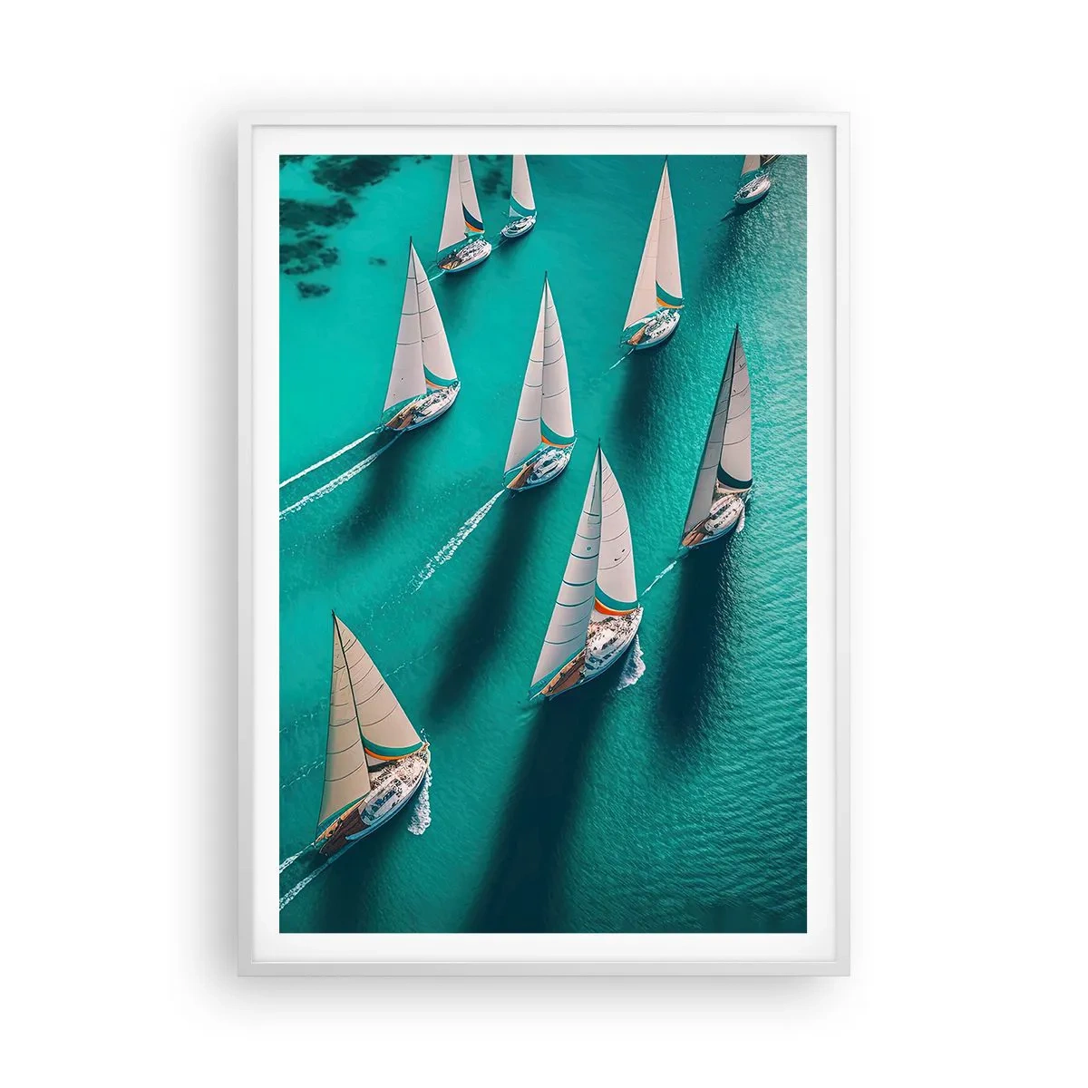 Poster în ramă albă - Cursa cu vântul - 70x100 cm