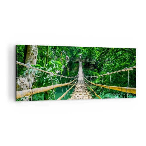 Tablou pe pânză - Pod de maimuțe peste verdeață - 100x40 cm