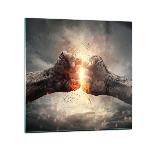Tablou pe sticlă - Ridică-te pentru a lupta - 70x70 cm