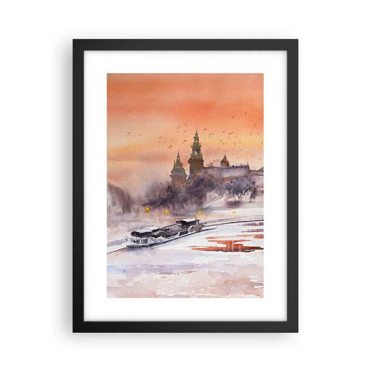 Poster în ramă neagră - Apus de soare regal - 30x40 cm