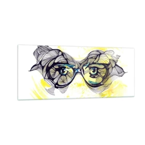 Tablou pe sticlă - Prin ochelari albaștri - 100x40 cm