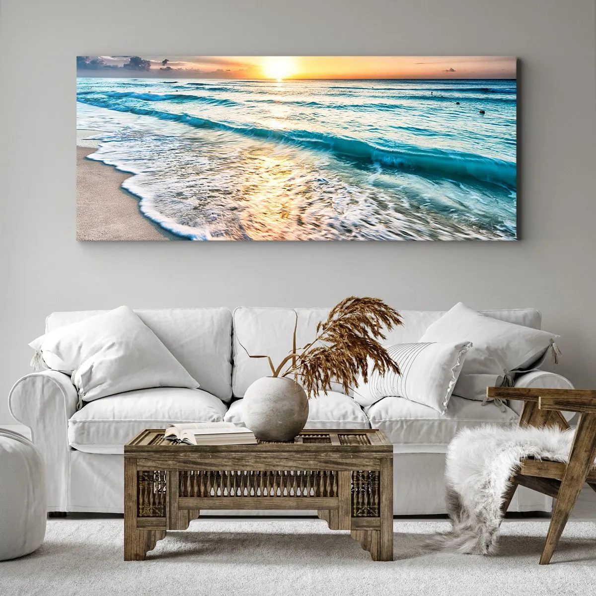 Tablou pe pânză - Priveliștea cu apus de soare - 100x40 cm