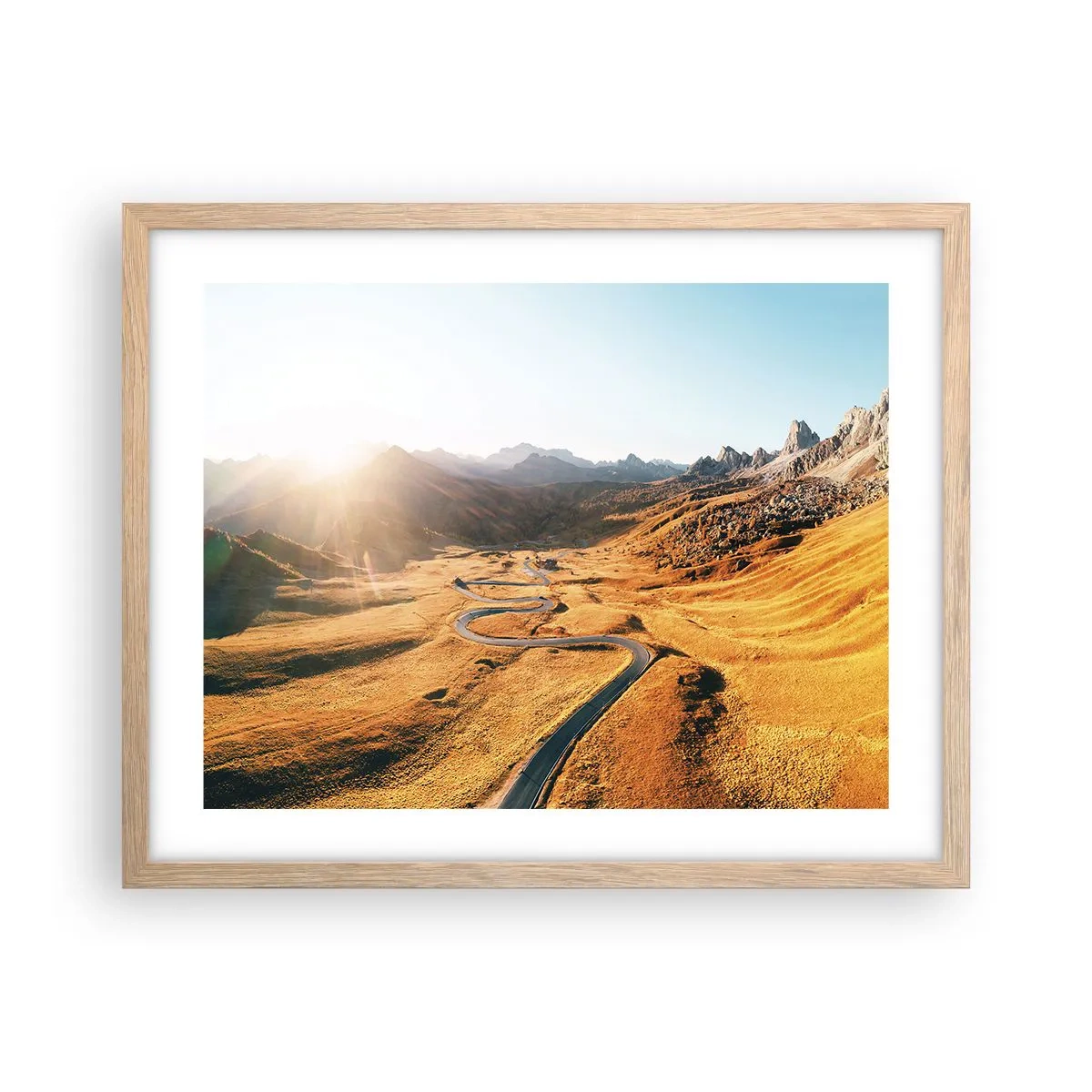 Poster în ramă de stejar deschis - Într-o vale de aur - 50x40 cm