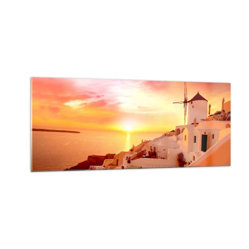 Tablou pe sticlă - Dizolvându-se în alb și auriu - 100x40 cm
