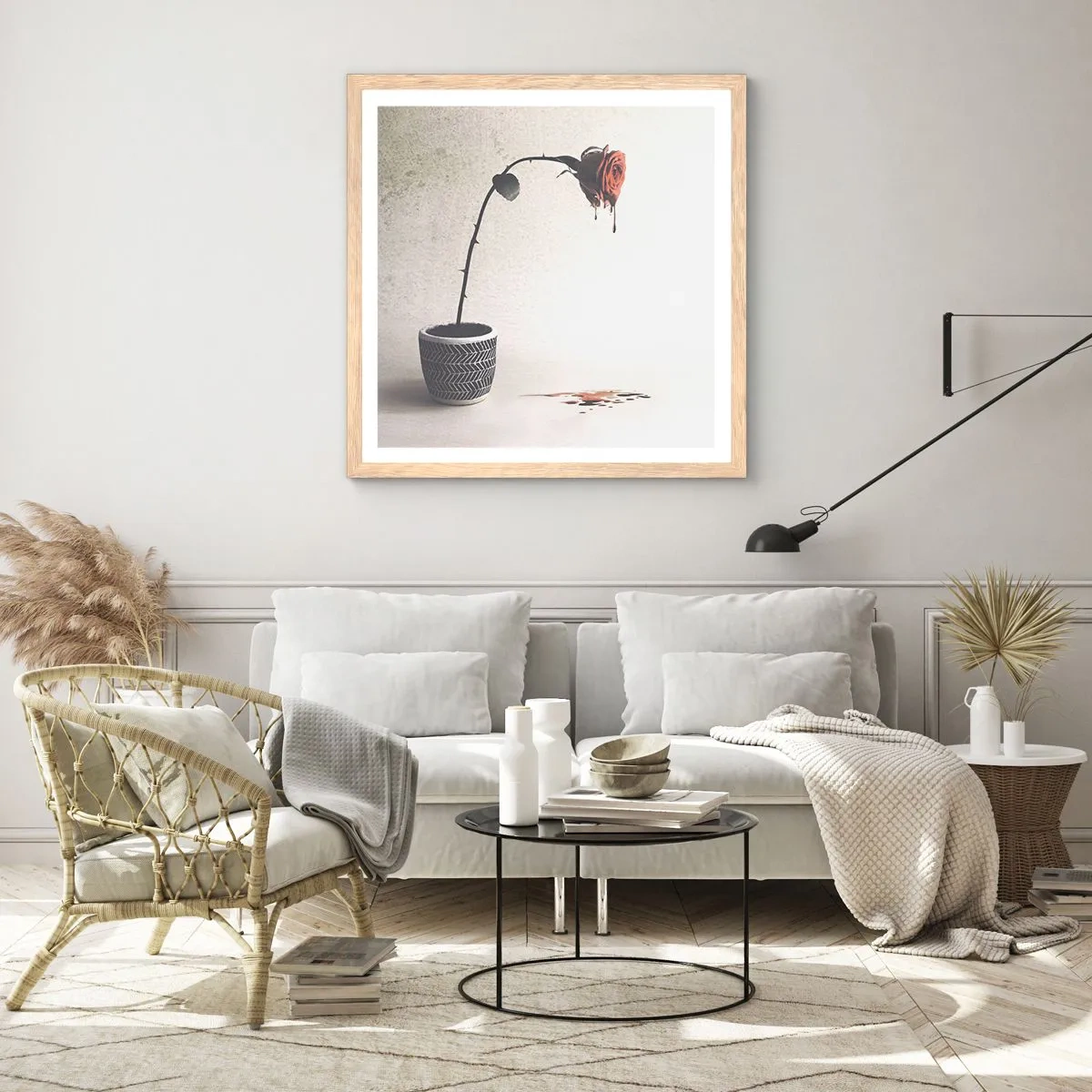 Poster în ramă de stejar deschis - Rosa dolorosa - 60x60 cm