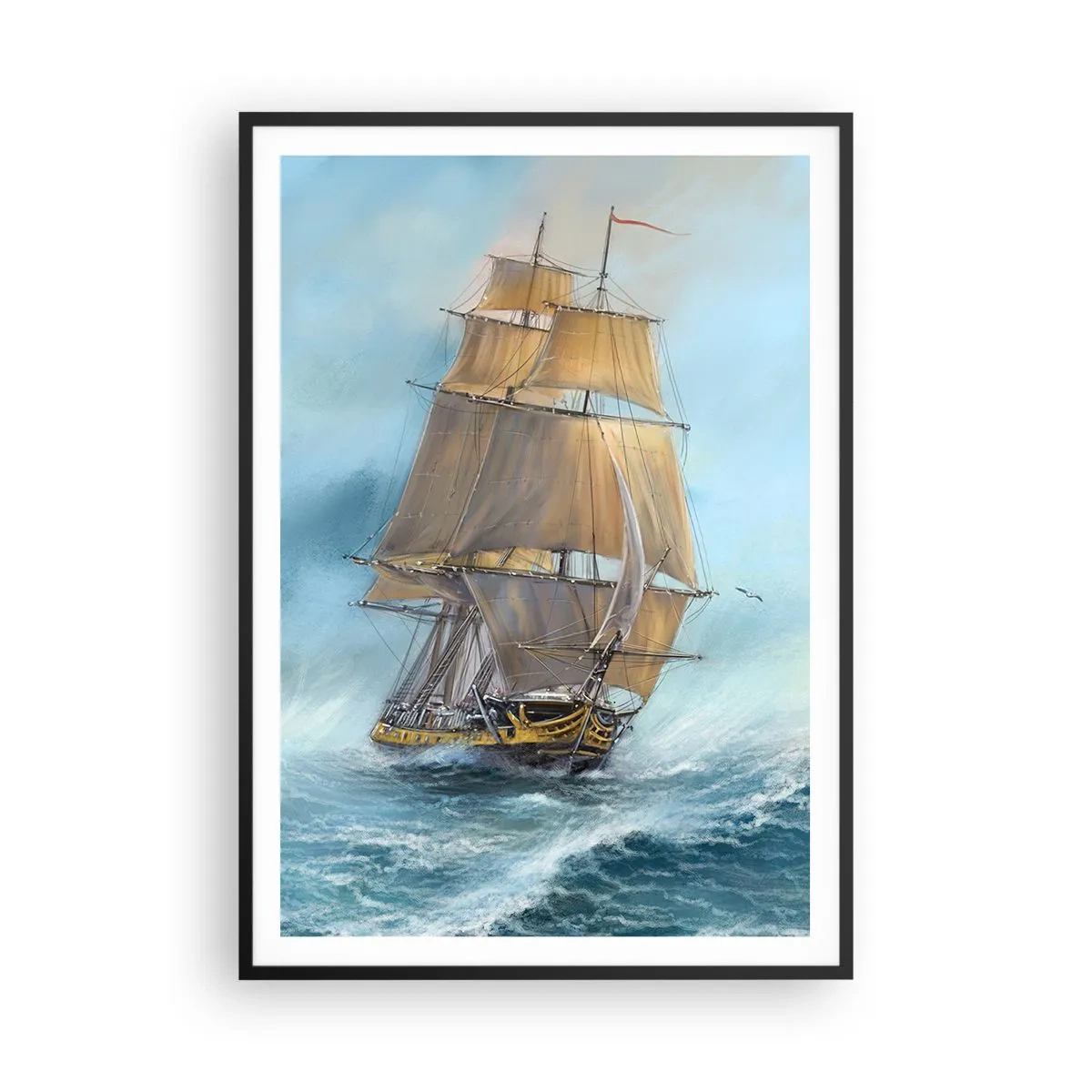 Poster în ramă neagră - Rulează pe valuri - 70x100 cm