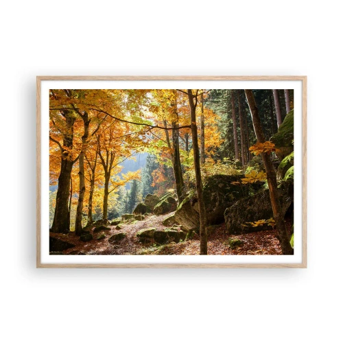 Poster în ramă de stejar deschis - Timp de relaxare - 100x70 cm