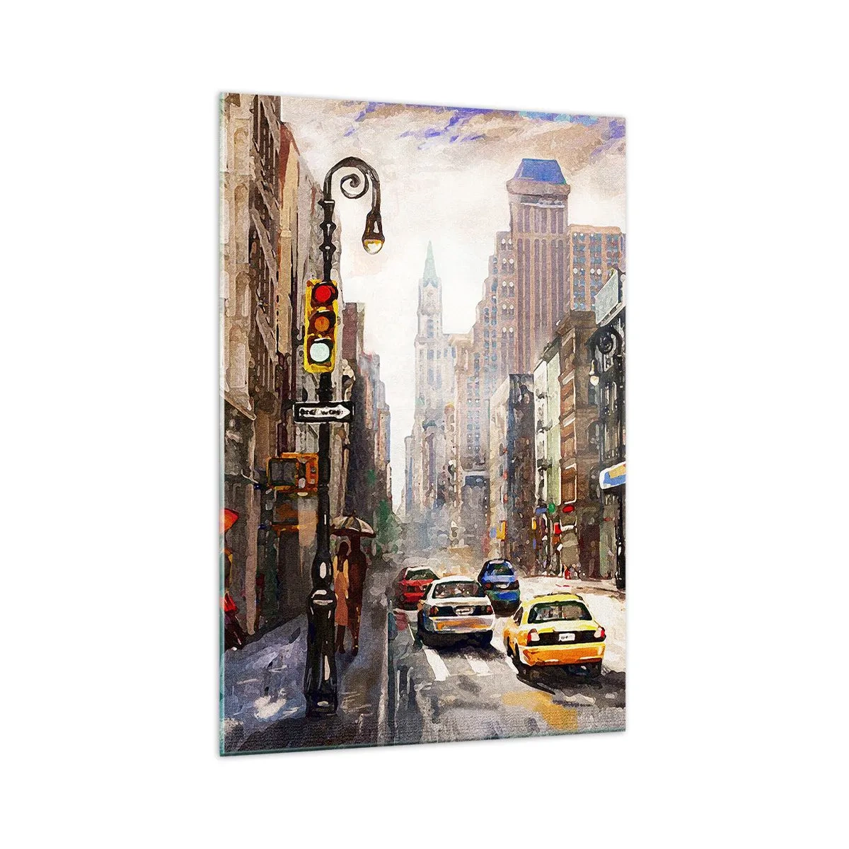 Tablou pe sticlă - New York - plin de culoare și în ploaie - 70x100 cm
