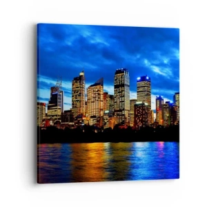 Tablou pe pânză - O noapte de lumini și culori - 40x40 cm