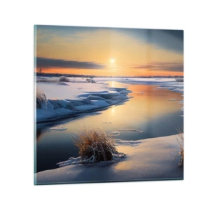 Tablou pe sticlă - Apus de soare pe timp de iarnă - 60x60 cm