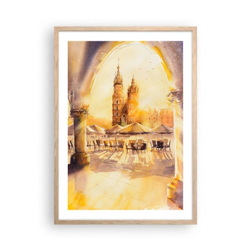 Poster în ramă de stejar deschis - Răsărit în Cracovia - 50x70 cm