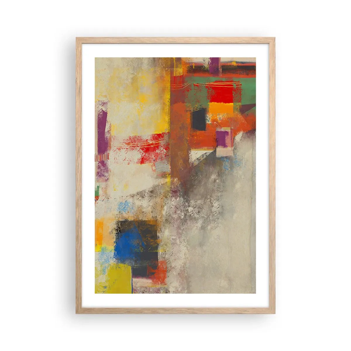 Poster în ramă de stejar deschis - Geometria culorilor - 50x70 cm