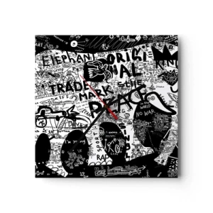 Ceas de perete - Ceas pe sticlă - Lumea bogată a străzii - 30x30 cm