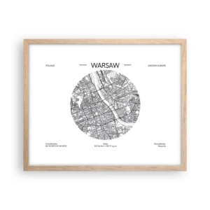 Poster în ramă de stejar deschis - Anatomia Varșoviei - 50x40 cm