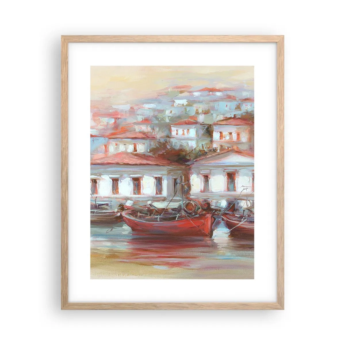 Poster în ramă de stejar deschis - Orășel fericit - 40x50 cm