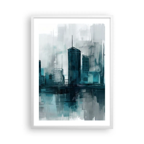 Poster în ramă albă - Un oraș de culoarea ploii - 50x70 cm