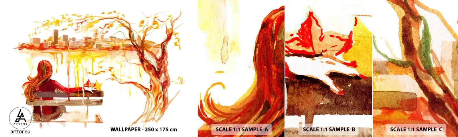 Mostră tapet autocolant Deluxe Sticker - Un moment de reflecție - Peisaj, Oraș, Arhitectură - 100x30 cm