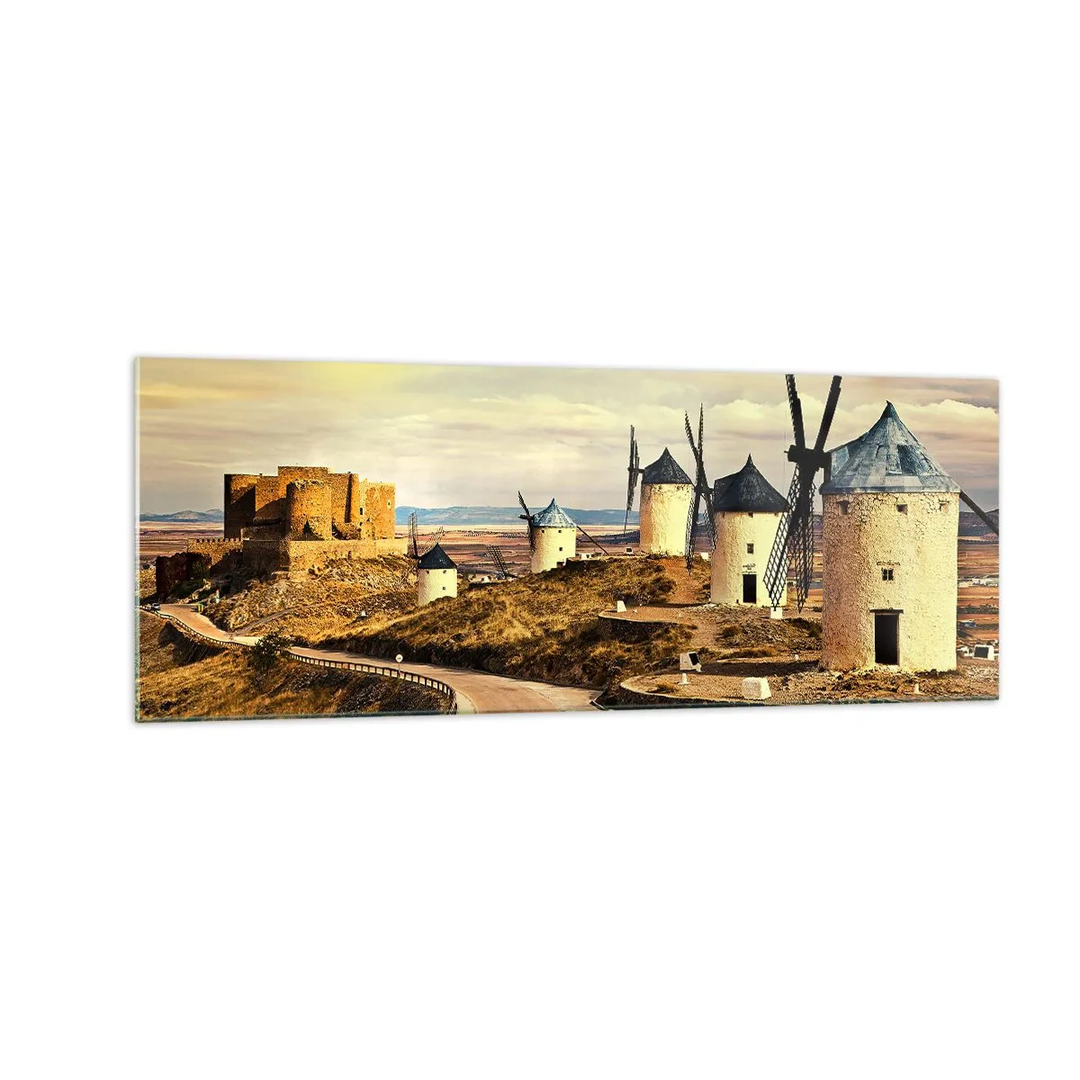 Tablou pe sticlă - Don Quijote apare imediat - 140x50 cm