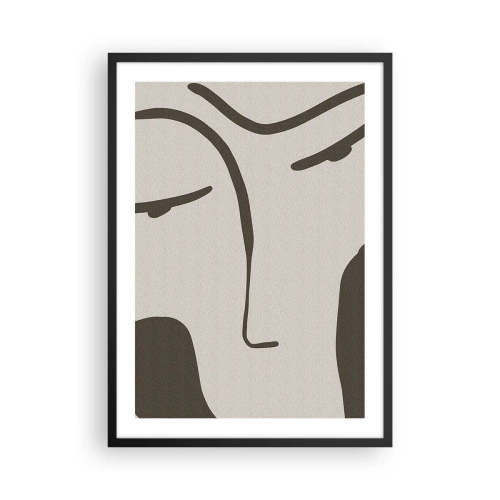 Poster în ramă neagră - Portret facial minimalist - 50x70cm - Ca într-un tablou de Modigliani - Decorațiune modernă pentru perete pentru living și dormitor ARTTOR