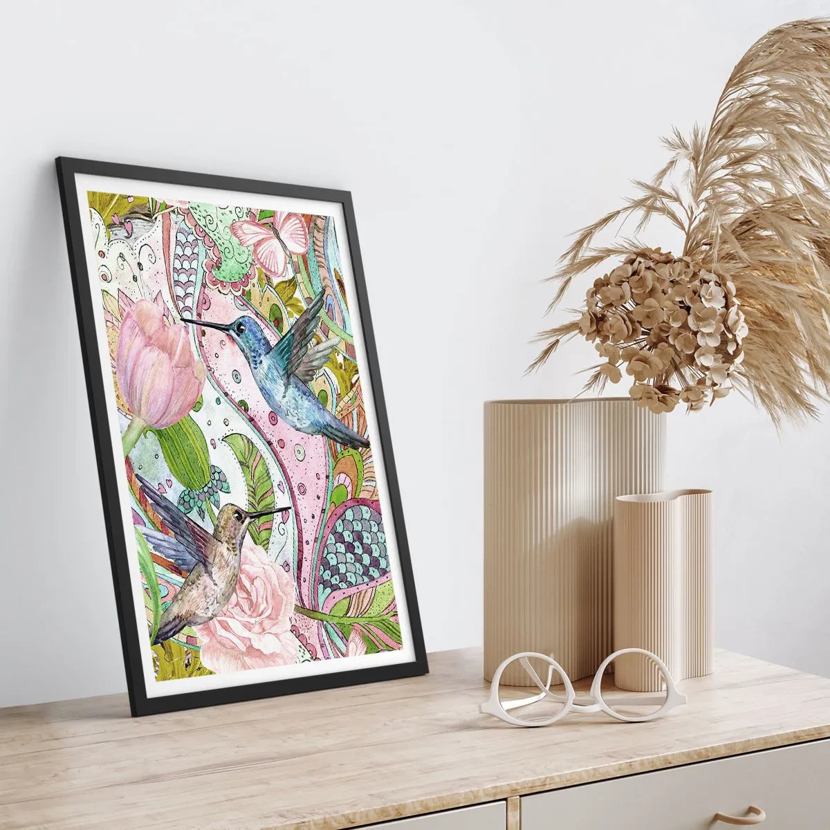 Poster în ramă neagră - Încurcat în viță de vie - 70x100 cm