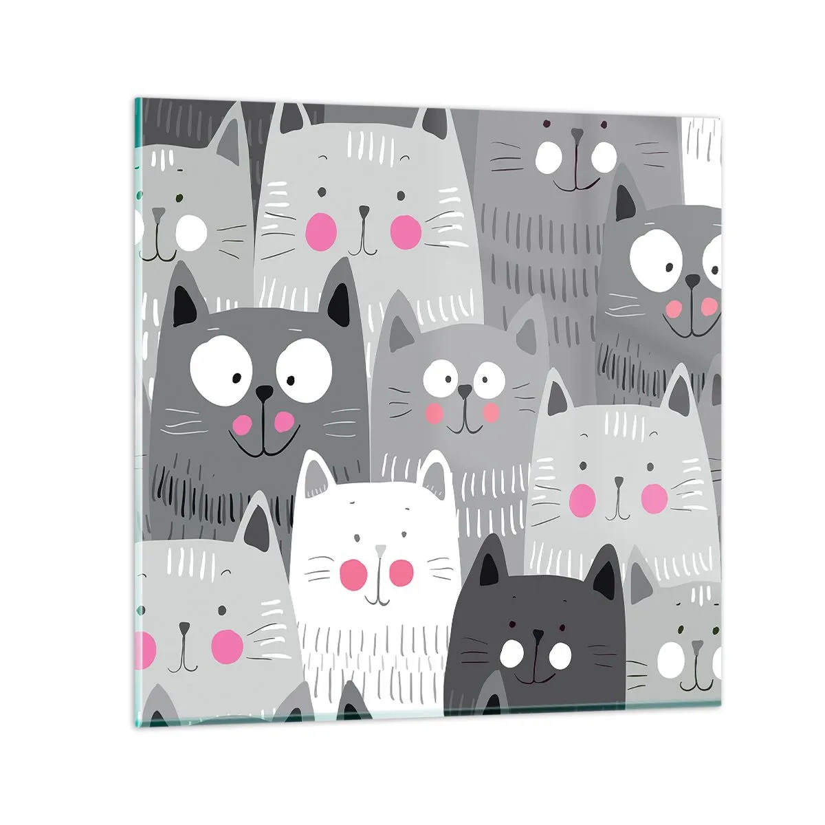 Tablou pe sticlă - Lumea felină - 30x30 cm