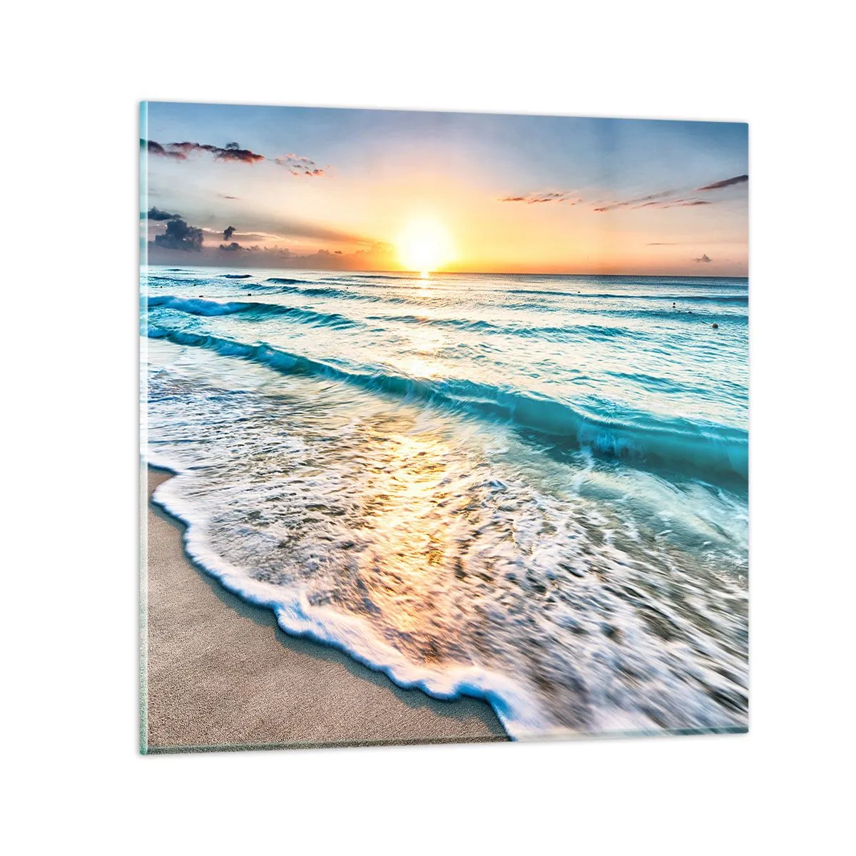 Tablou pe sticlă - Priveliștea cu apus de soare - 70x70 cm