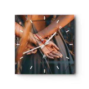 Ceas de perete - Ceas pe sticlă - Legată de natură - 40x40 cm