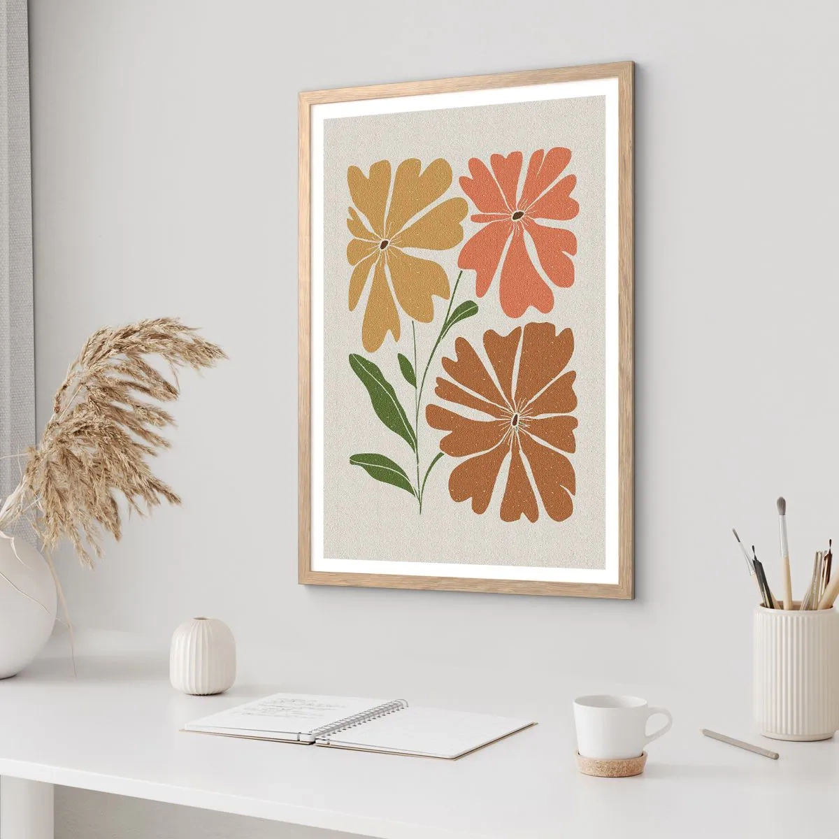 Poster în ramă de stejar deschis - Natură și geometrie - 70x100 cm