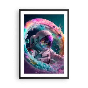 Poster în ramă neagră - Astronautul într-un mediu spațial plin de nebuloase colorate - 50x70cm - Poarta stelară  - Decorațiune modernă pentru perete pentru living și dormitor ARTTOR