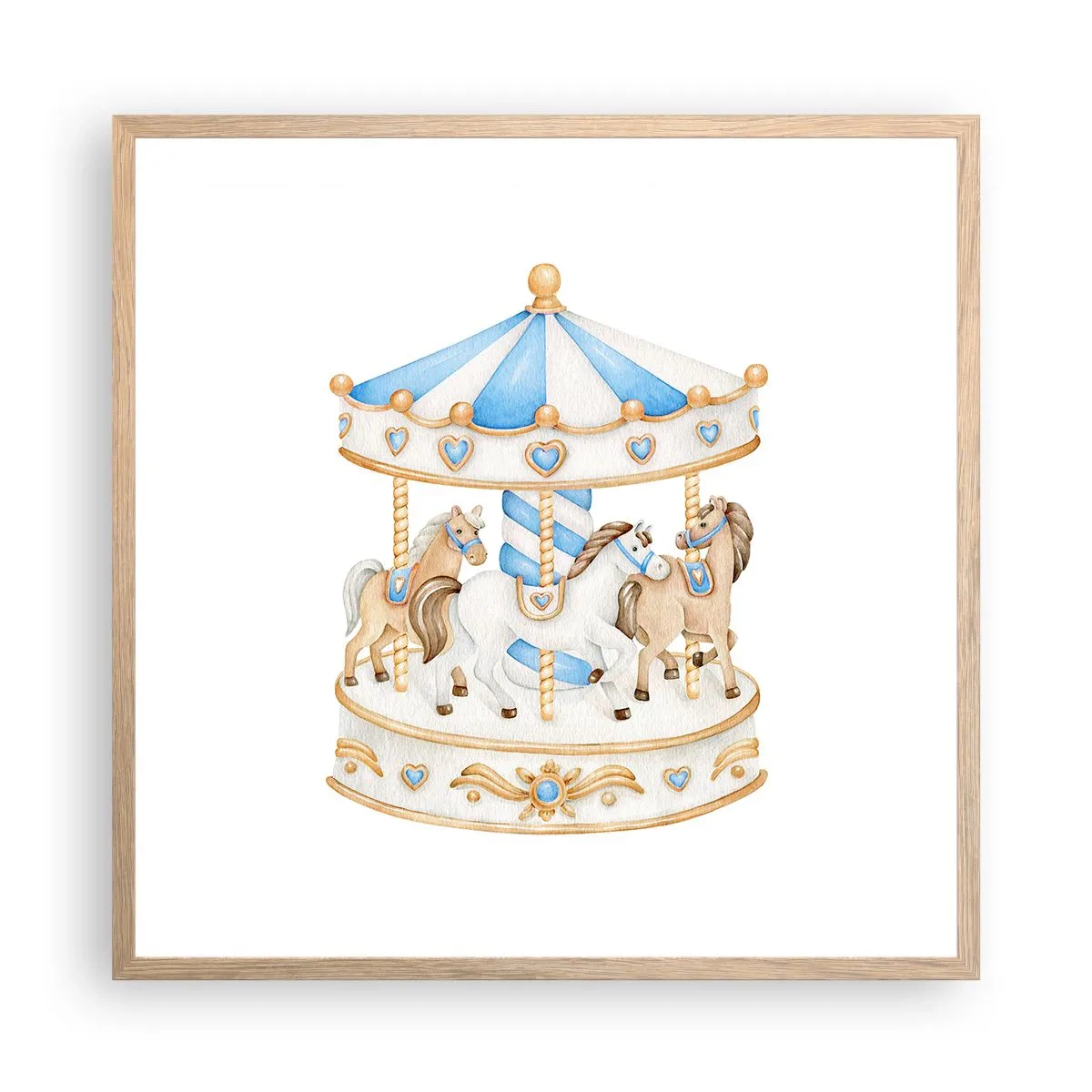 Poster în ramă de stejar deschis - Copilărie dulce - 60x60 cm