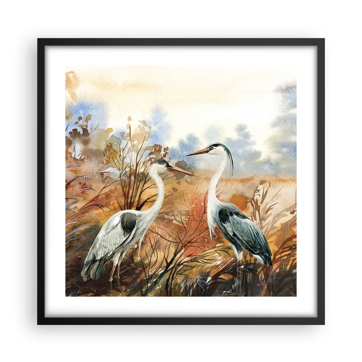 Poster în ramă neagră - Încotro în toamnă? - 50x50 cm
